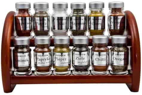 PÓŁKA NA PRZYPRAWY 12EL  SREBRO POŁYSK MAHOŃ