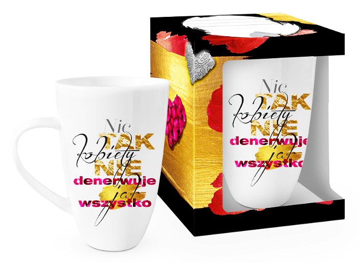 KOBIETA ZŁOTA KUBEK BARYŁKA 400ml NIC TAK...