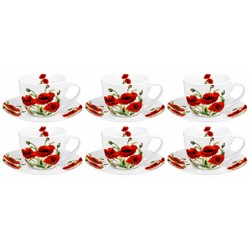 CLASSIC POPPIES KOMPLET FILIŻANEK 6+6 280ml