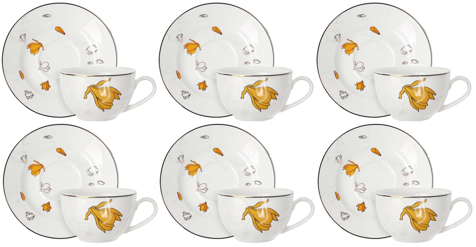 GOLD ROSE KOMPLET FILIŻANEK 6+6 250ml