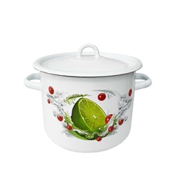 GARNEK EMALIA Z POKRYWĄ BIAŁY LIMONKA 16cm 2l