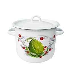 GARNEK EMALIA Z POKRYWĄ BIAŁY LIMONKA 18cm 3l