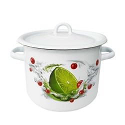 GARNEK EMALIA Z POKRYWĄ BIAŁY LIMONKA 20cm 4,5l