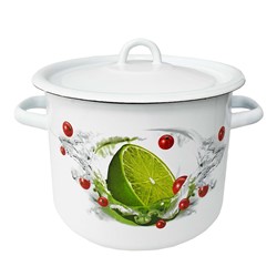 GARNEK EMALIA Z POKRYWĄ BIAŁY LIMONKA 22cm 7l