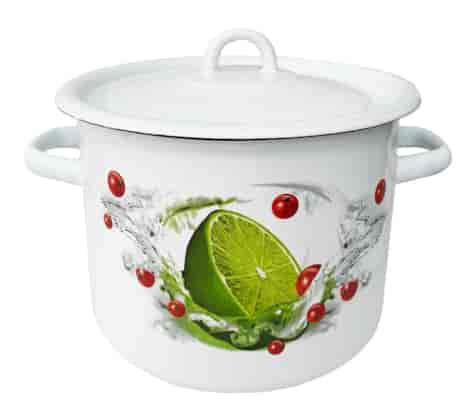 GARNEK EMALIA Z POKRYWĄ BIAŁY LIMONKA 22cm 7l