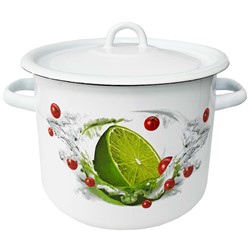 GARNEK EMALIA Z POKRYWĄ BIAŁY LIMONKA 26cm  9l