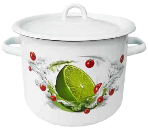 GARNEK EMALIA Z POKRYWĄ BIAŁY LIMONKA 26cm  9l