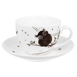 CHARMING OWLS FILIŻANKA ZE SPODKIEM 1+1 280ml