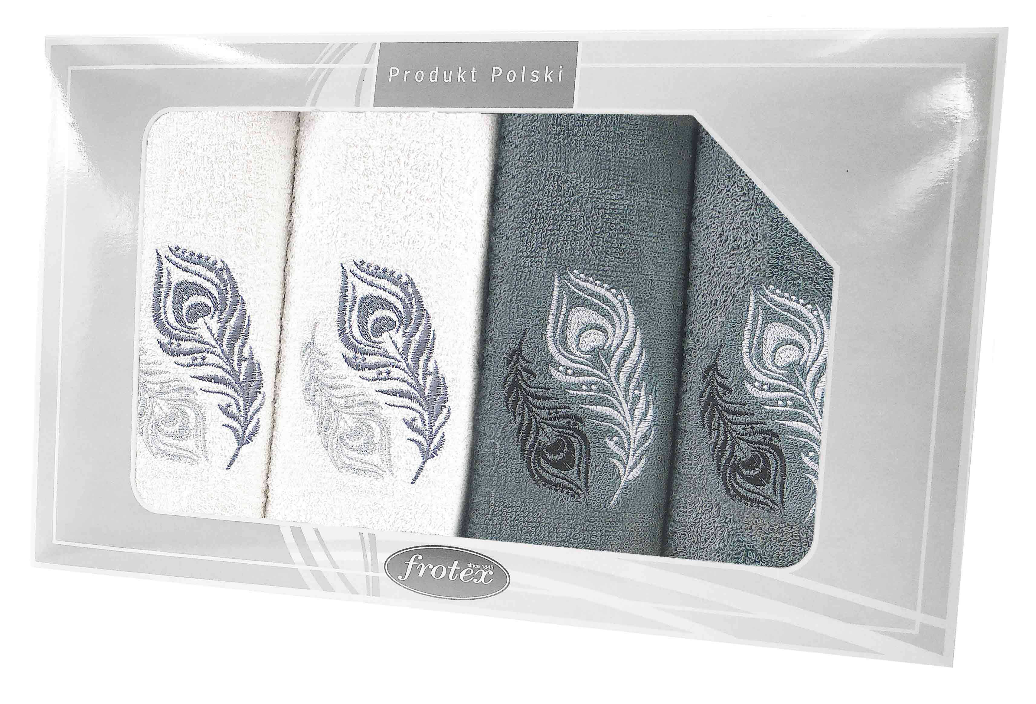 GIFT FROTEX IV KPL RĘCZNIKÓW GRENO 4EL BIAŁY/POP 2