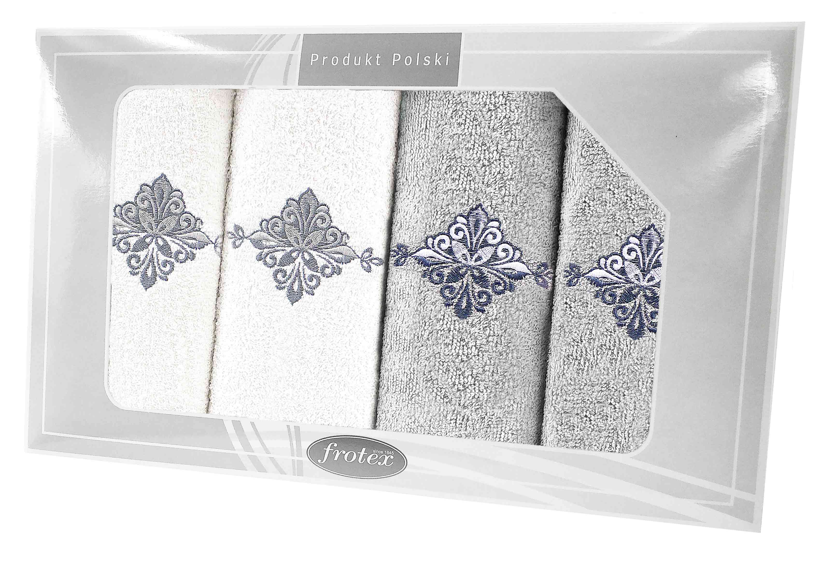 GIFT FROTEX IV KPL RĘCZNIKÓW GRENO 4EL BIAŁY/POP 3