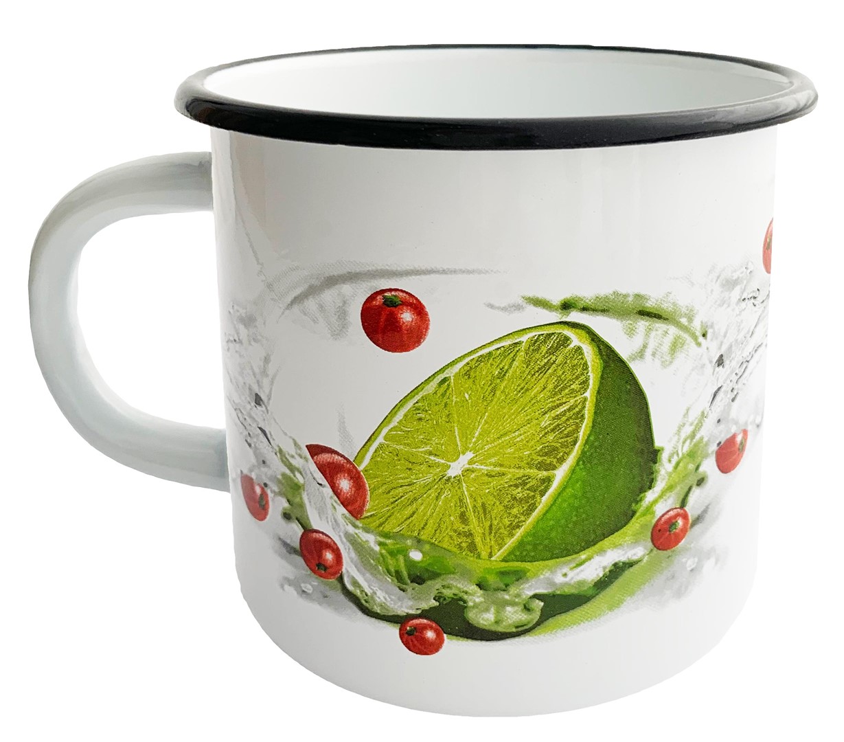 KUBEK EMALIOWANY BIAŁY LIMONKA 11,5cm 1l