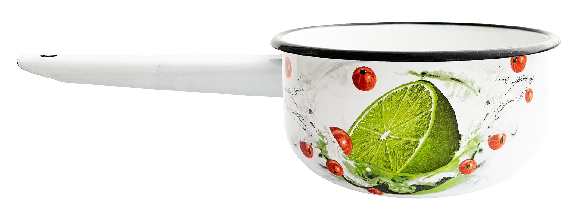 RONDEL EMALIOWANY BIAŁY LIMONKA 16cm 1,5l