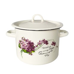GARNEK EMALIA Z POKRYWĄ BIAŁY VIOLA 16cm  2l