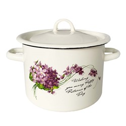 GARNEK EMALIA Z POKRYWĄ BIAŁY VIOLA 18cm  3l