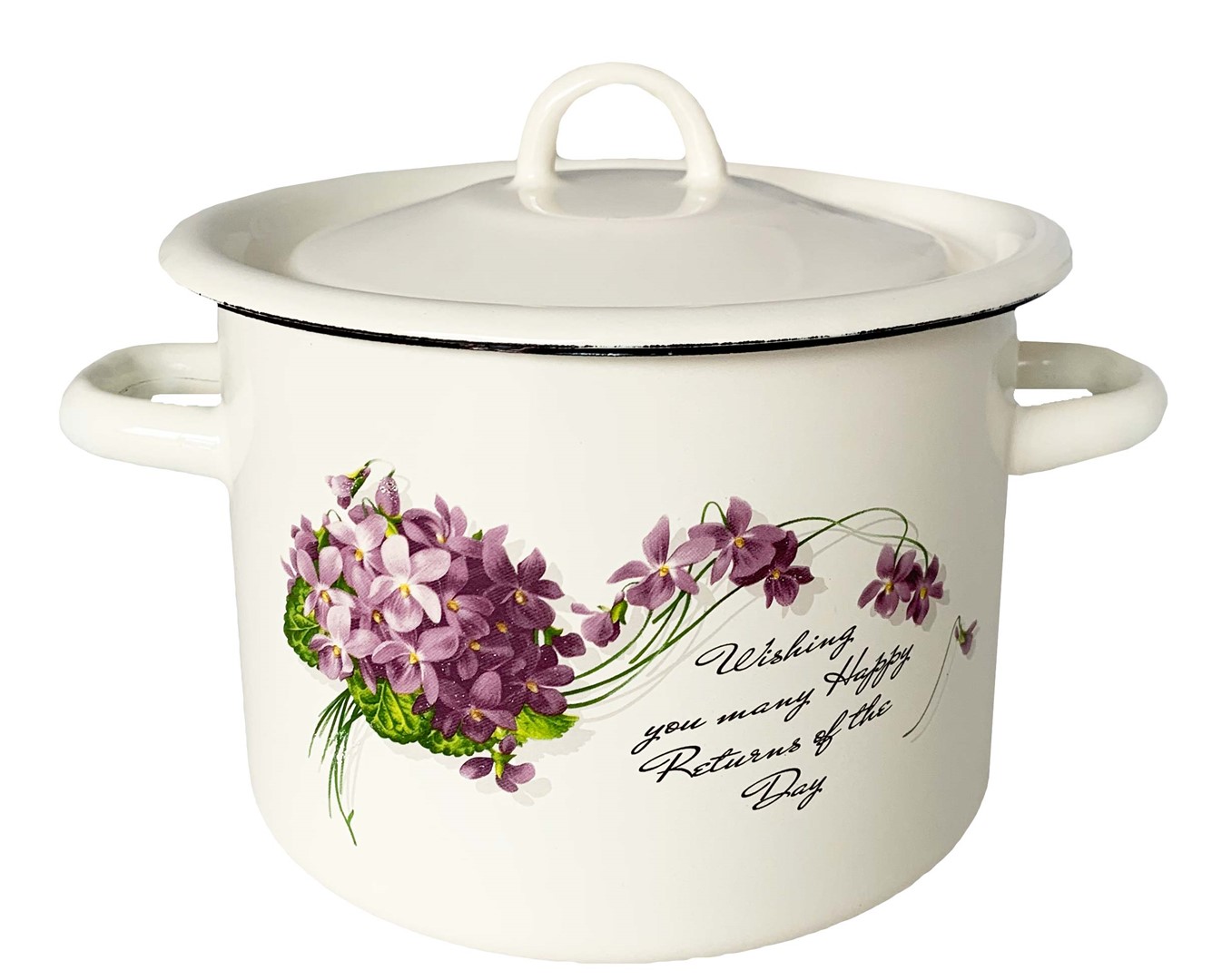 GARNEK EMALIA Z POKRYWĄ BIAŁY VIOLA 18cm  3l