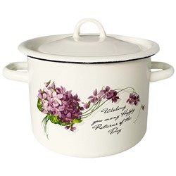 GARNEK EMALIA Z POKRYWĄ BIAŁY VIOLA 20cm  4,5l