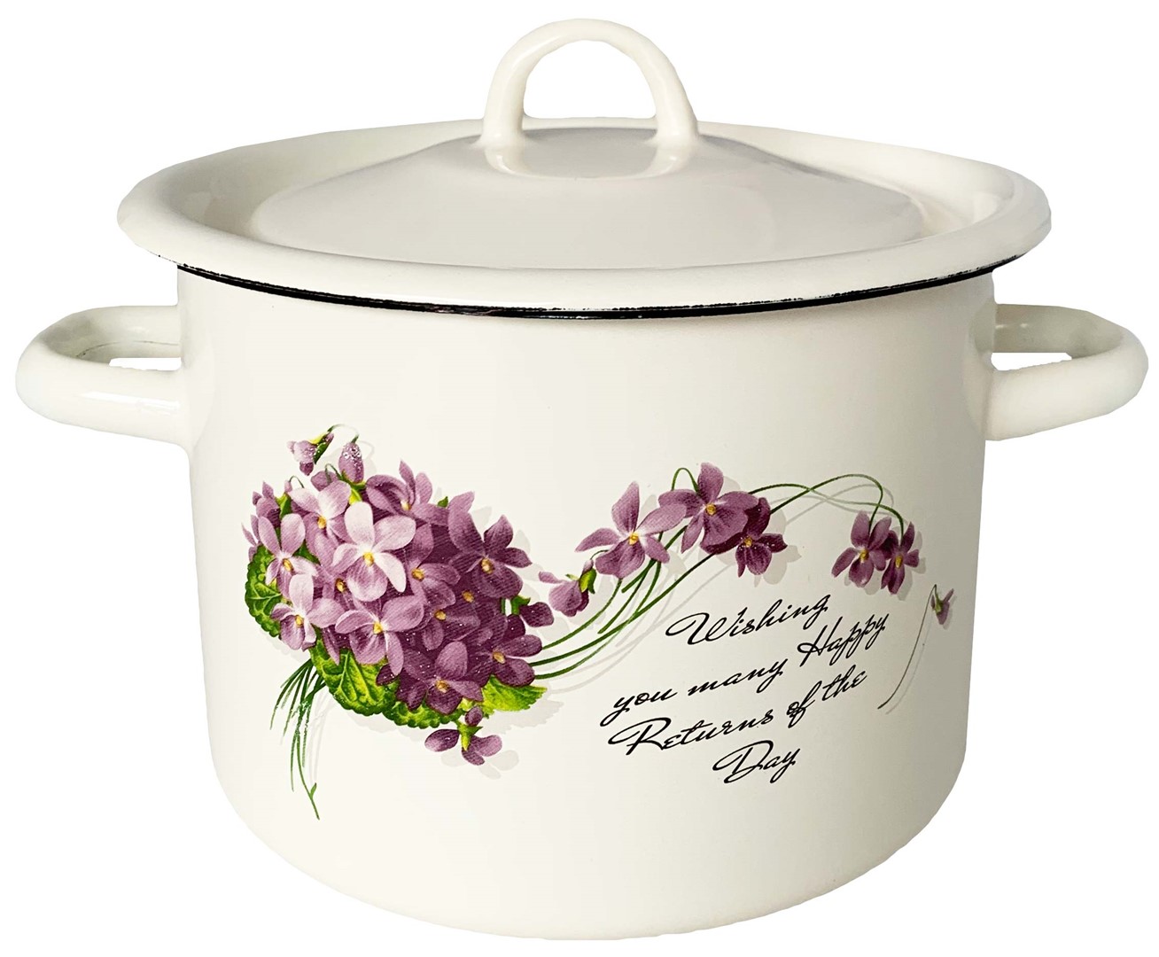 GARNEK EMALIA Z POKRYWĄ BIAŁY VIOLA 20cm  4,5l