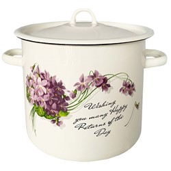 GARNEK EMALIA Z POKRYWĄ BIAŁY VIOLA 22cm  7l