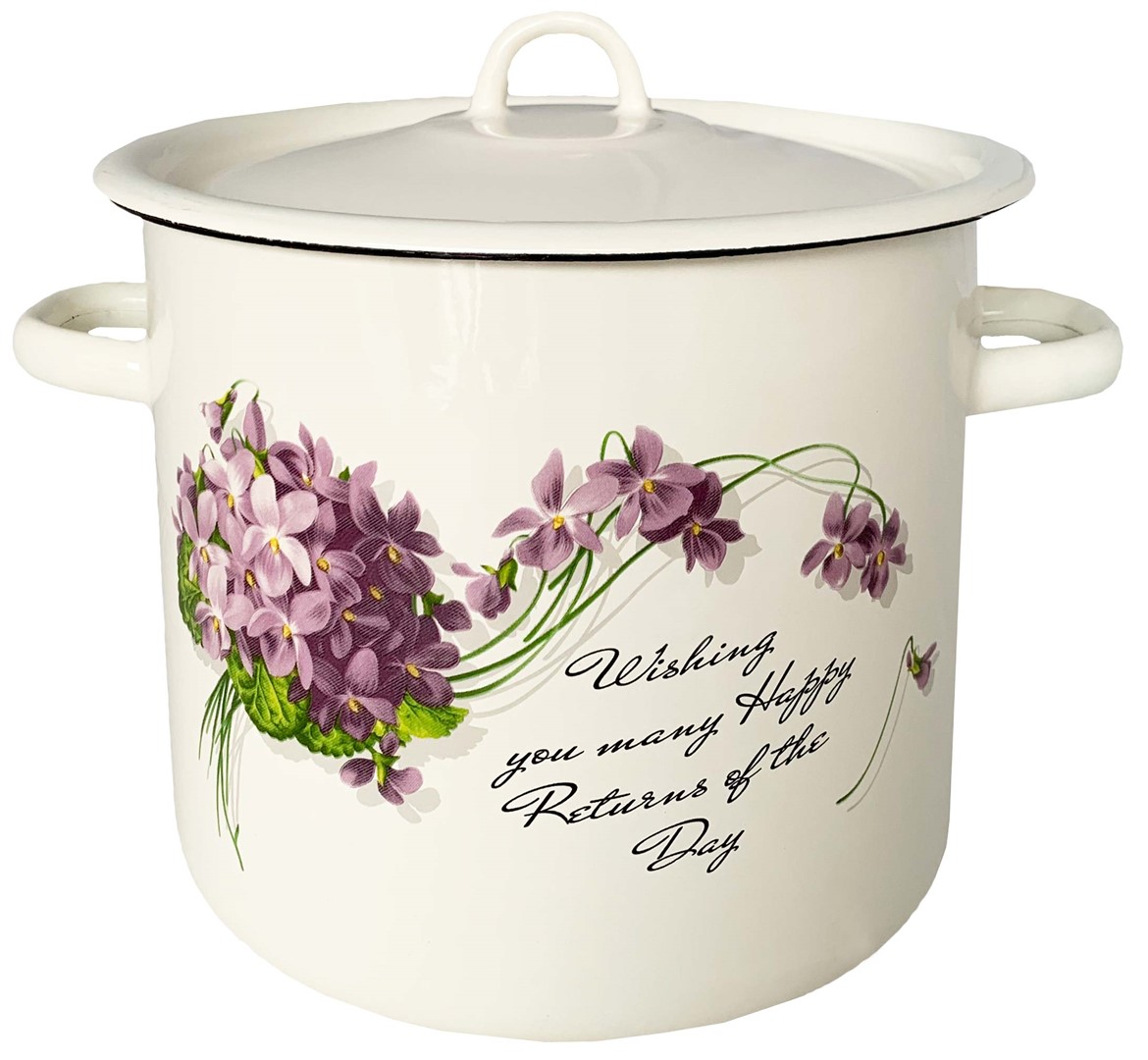 GARNEK EMALIA Z POKRYWĄ BIAŁY VIOLA 22cm  7l