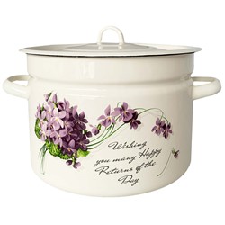 GARNEK EMALIA Z POKRYWĄ BIAŁY VIOLA 26cm  9l