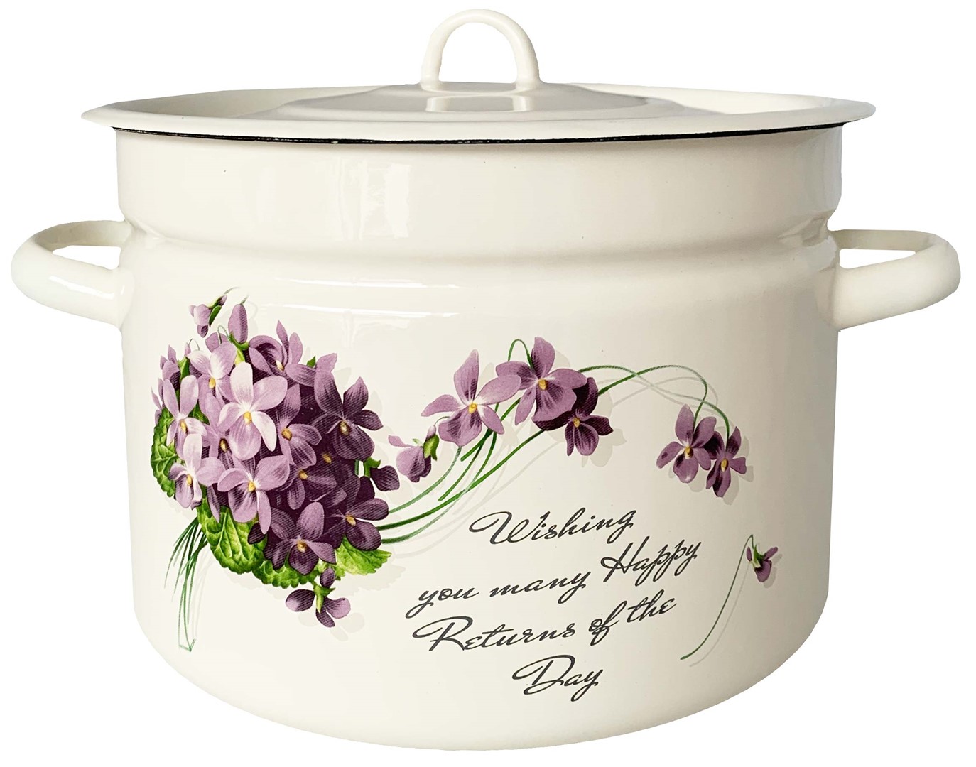 GARNEK EMALIA Z POKRYWĄ BIAŁY VIOLA 26cm  9l