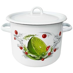 GARNEK EMALIA Z POKRYWĄ BIAŁY LIMONKA 26cm 12l