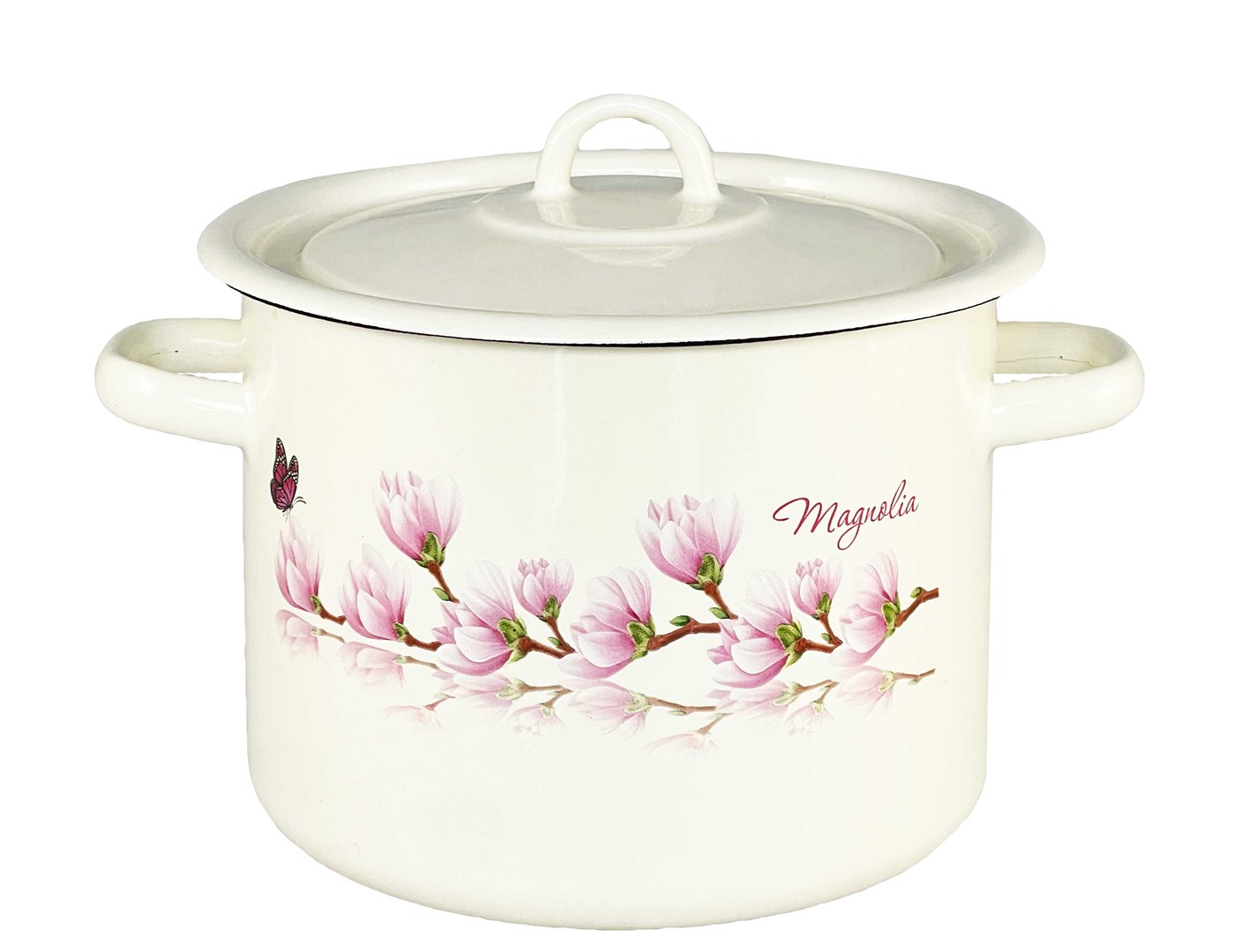 GARNEK EMALIA Z POKRYWĄ EKRI MAGNOLIA 16cm 2l