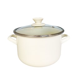GARNEK EMALIA Z POKRYWĄ MARCO KREMOWY 16cm 1,8l