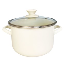 GARNEK EMALIA Z POKRYWĄ MARCO KREMOWY 22cm 4,3l