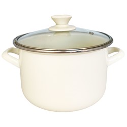 GARNEK EMALIA Z POKRYWĄ MARCO KREMOWY 24cm 5,5l