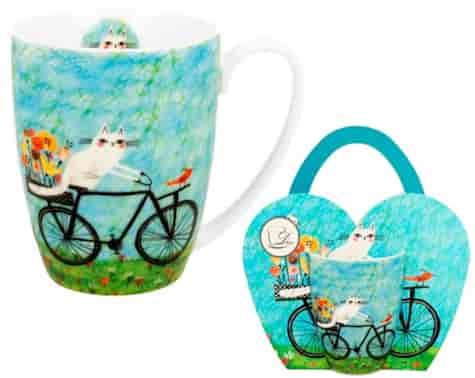 KOCI ŚWIAT ROWER KUBEK 360ml + OPAK Z RĄCZKĄ