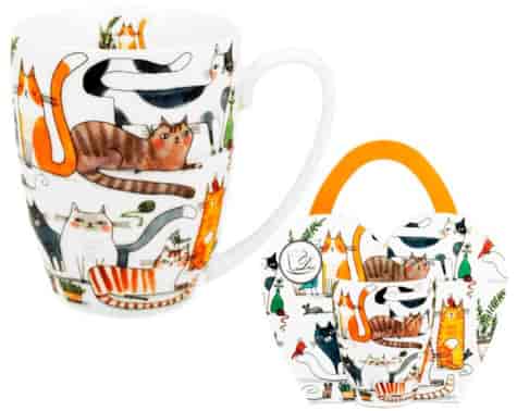 KOCI ŚWIAT LENIWE KUBEK 360ml + OPAK Z RĄCZKĄ