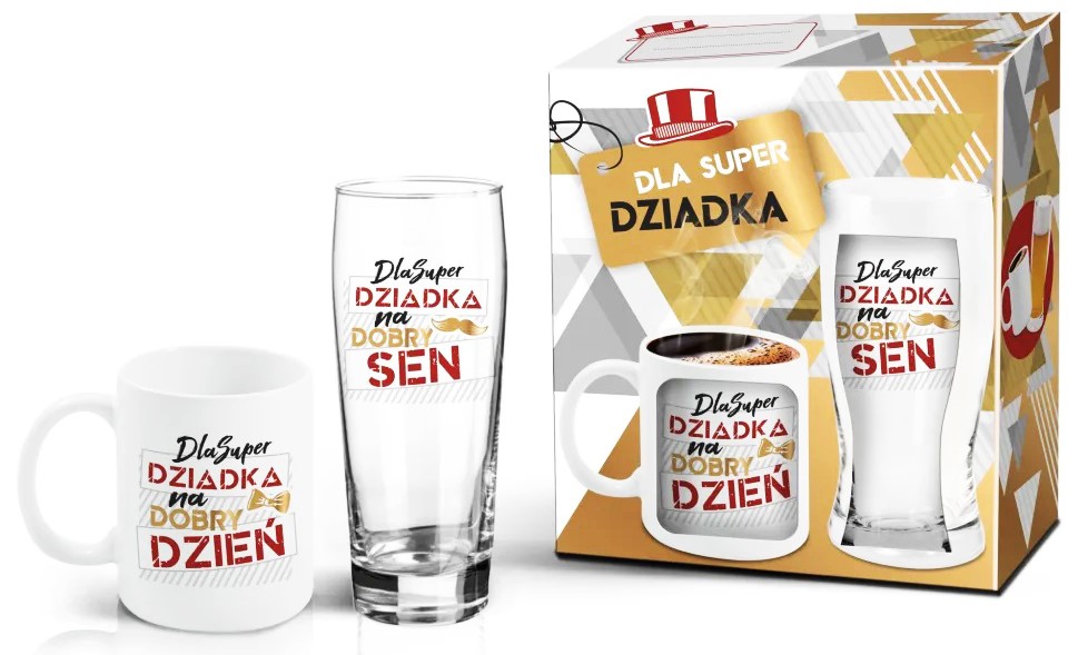 DZIEŃ DZIADKA KUBEK 300ml KUFEL 500ml KOMPLET 2EL