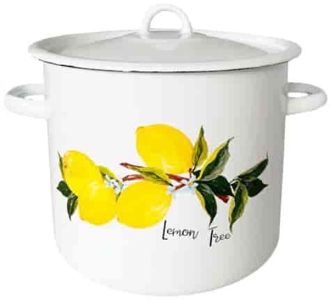 GARNEK EMALIA Z POKRYWĄ BIAŁY CYTRYNA 22cm 7l