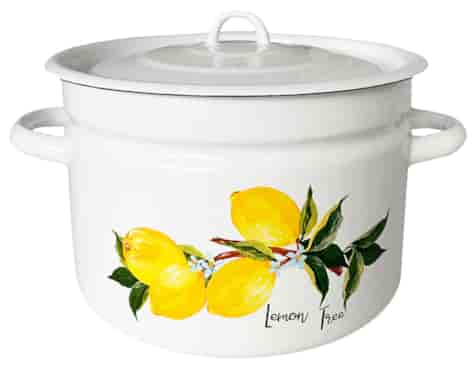 GARNEK EMALIA Z POKRYWĄ BIAŁY CYTRYNA 26cm  9l