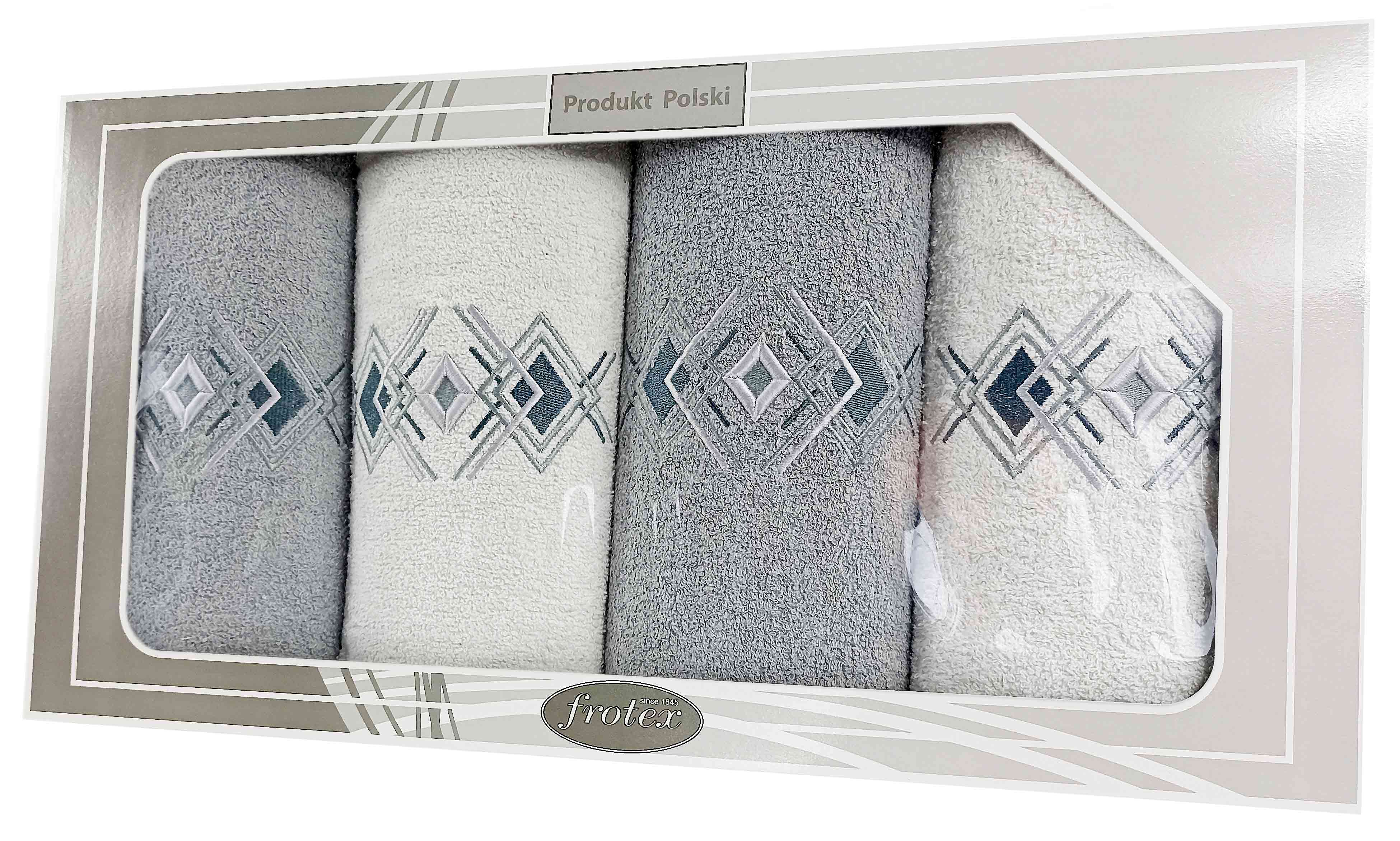 GIFT FROTEX IV KPL RĘCZNIKÓW GRENO 4EL BIAŁY/PO 4N
