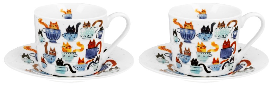 KOCI ŚWIAT FILIŻANKI KOMPLET FILIŻANEK 2+2 230ml