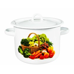 GARNEK EMALIA Z POKRYWĄ BIAŁY KOSZYK 16cm 2l