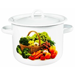 GARNEK EMALIA Z POKRYWĄ BIAŁY KOSZYK 20cm 4,5l