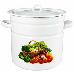 GARNEK EMALIA Z POKRYWĄ BIAŁY KOSZYK 26cm 12l