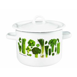 GARNEK EMALIA Z POKRYWĄ BIAŁY Z WARZYWA 16cm 2l