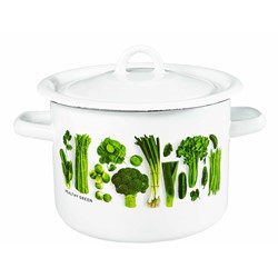 GARNEK EMALIA Z POKRYWĄ BIAŁY Z WARZYWA 18cm 3l
