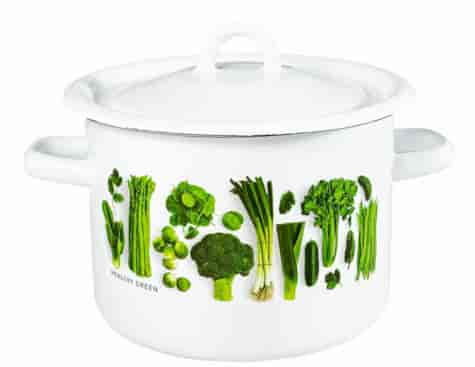 GARNEK EMALIA Z POKRYWĄ BIAŁY Z WARZYWA 18cm 3l