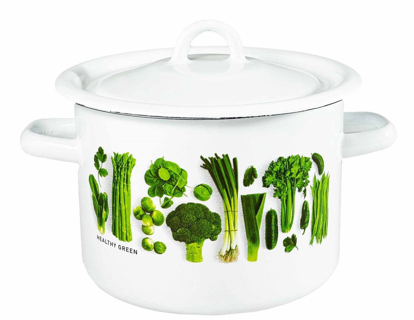 GARNEK EMALIA Z POKRYWĄ BIAŁY Z WARZYWA 18cm 3l