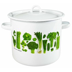 GARNEK EMALIA Z POKRYWĄ BIAŁY Z WARZYWA 22cm 7l