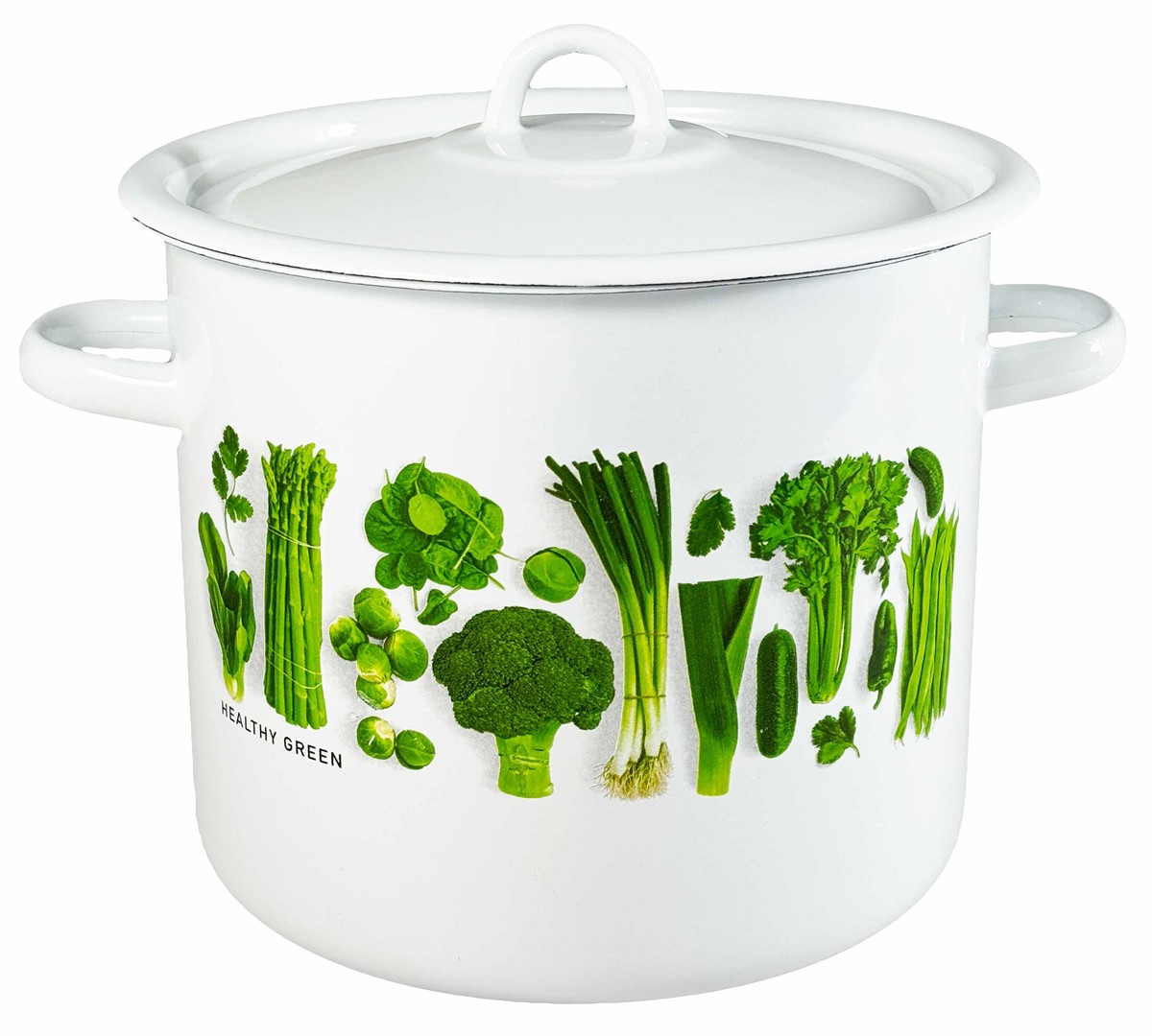 GARNEK EMALIA Z POKRYWĄ BIAŁY Z WARZYWA 22cm 7l