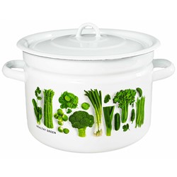 GARNEK EMALIA Z POKRYWĄ BIAŁY Z WARZYWA 26cm  9l