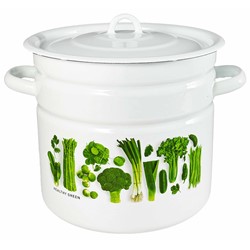 GARNEK EMALIA Z POKRYWĄ BIAŁY Z WARZYWA 26cm 12l