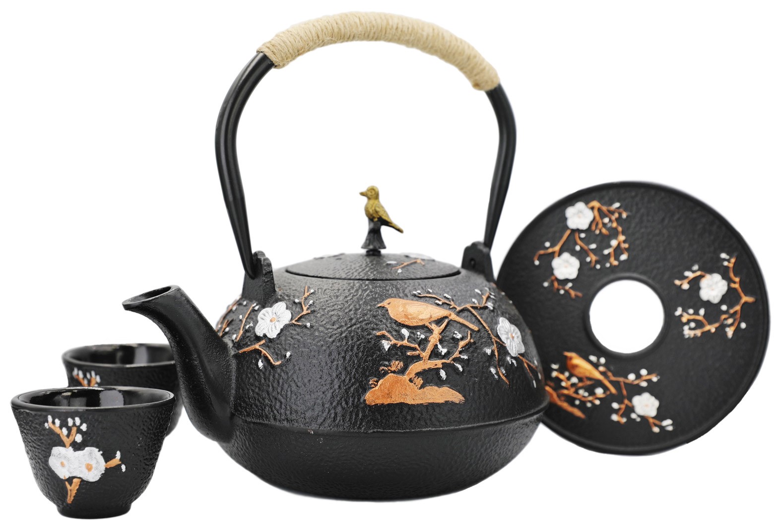 GIFT CZAJNIK ŻELIWNY Z CZARKAMI 1,2L 4EL BIRD