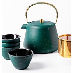 AGNES CZAJNIK ŻELIWNY Z CZARKAMI 1L 5EL GREEN DARK
